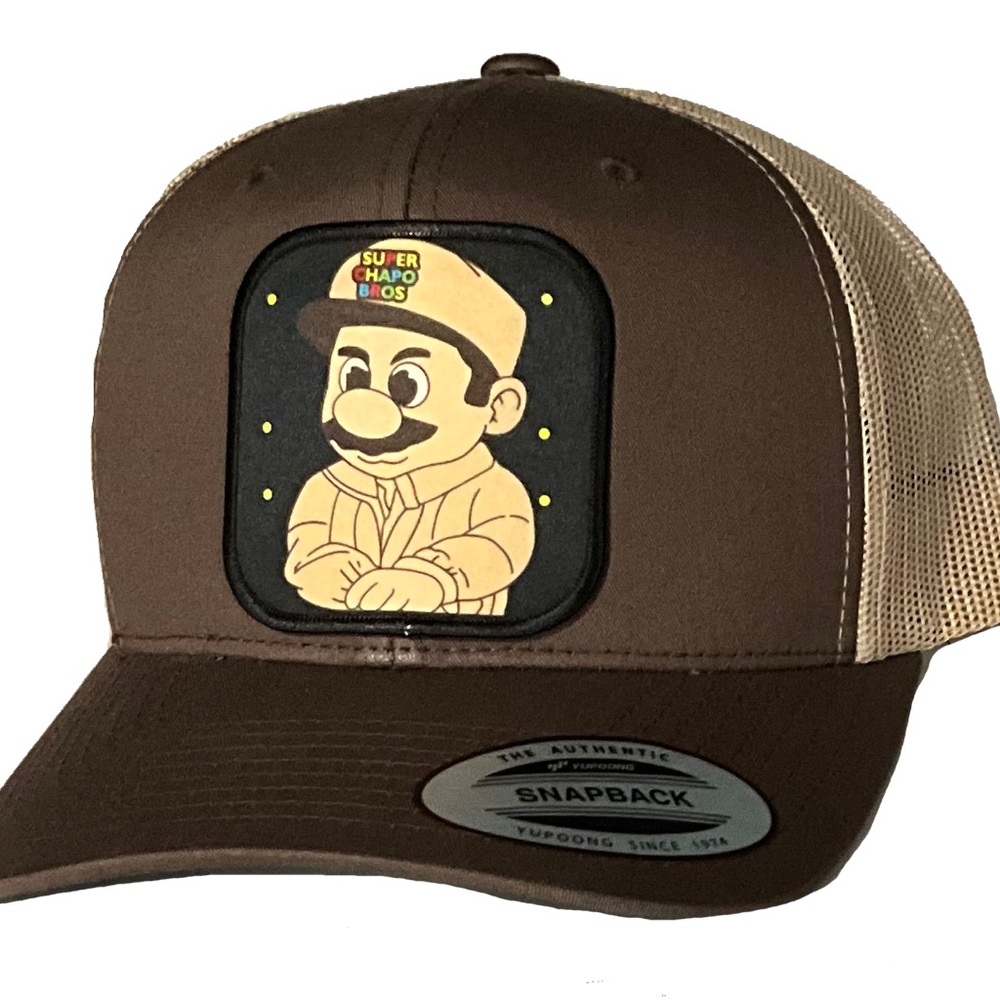 Super chapo bros hat Brown khaki mesh